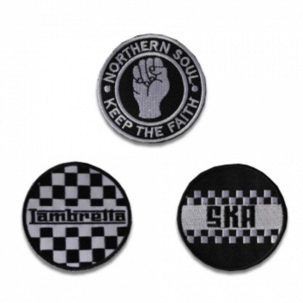 Lambretta Lambreta 3 Pack Of Sew On Patches Black & White